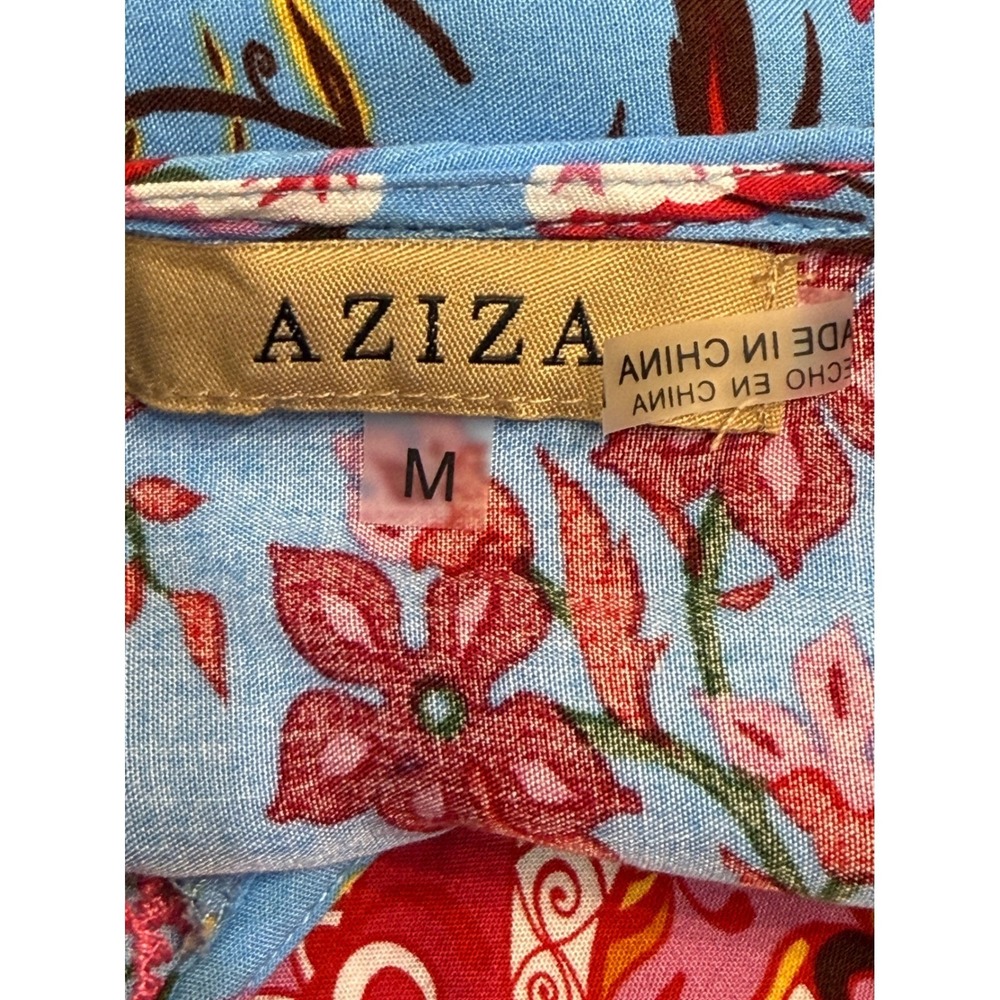 Aziza Womens Boho Floral Paisley Embroidered Tassel Tunic Top Blue Pink Size M - Picture 8 of 10